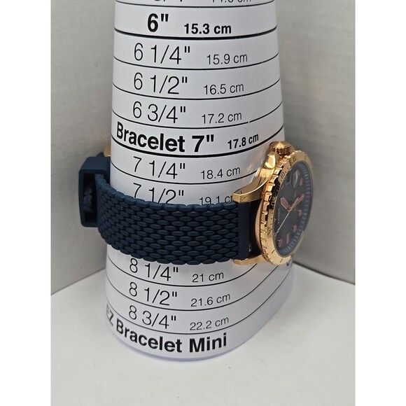 Fossil FB-01 Womens Rose Gold Blue Dial Navy Silicone Quartz Watch New Battery - Picture 7 of 10